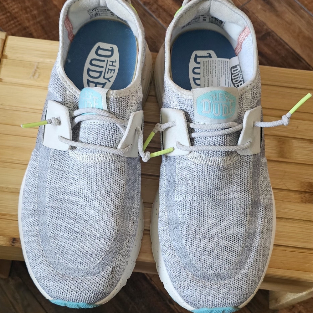 Hey Dude Gray Flats with Blue Accents